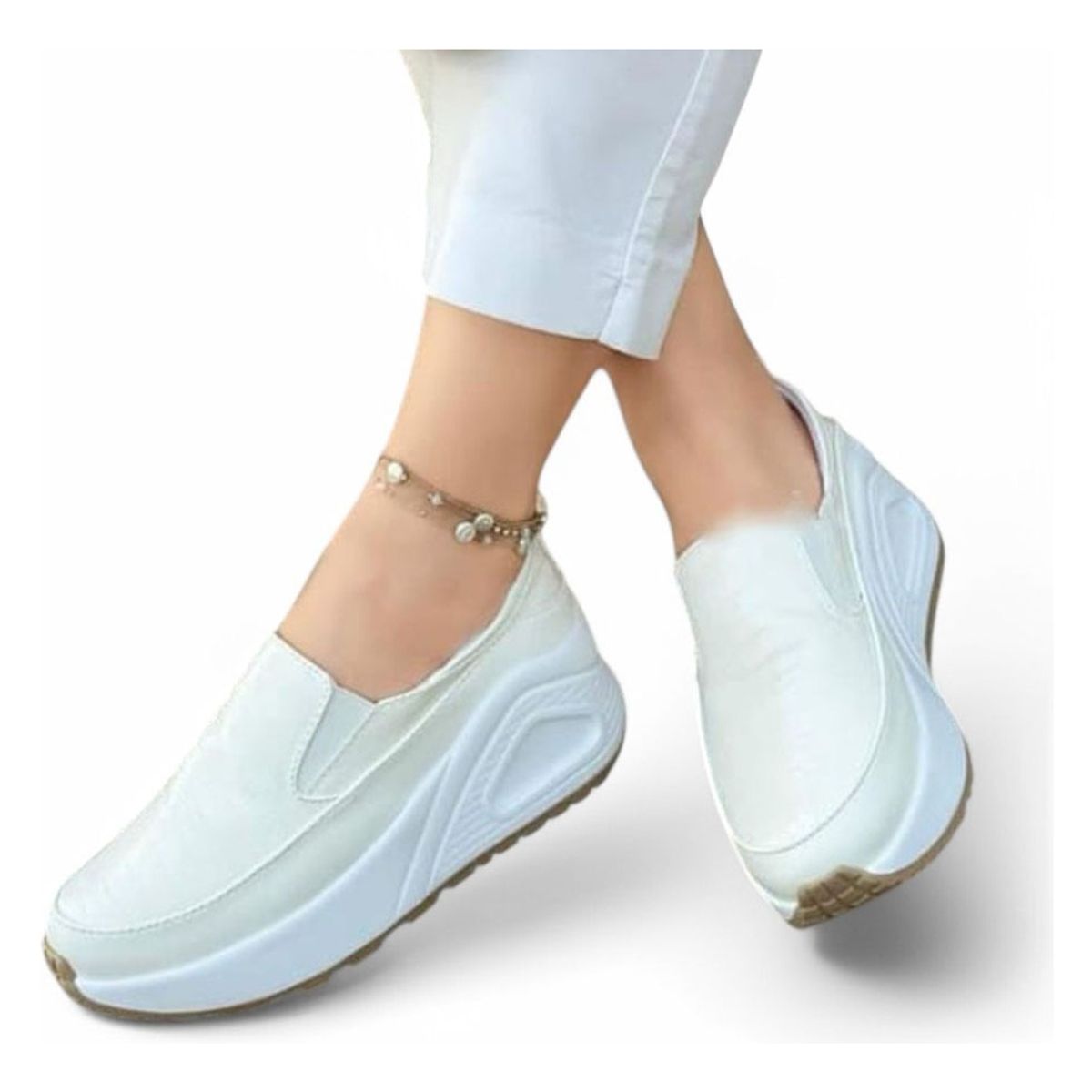 GENERICO - Mocasin Mujer Labrado 4 Cm 2086L-55 Color Blanco