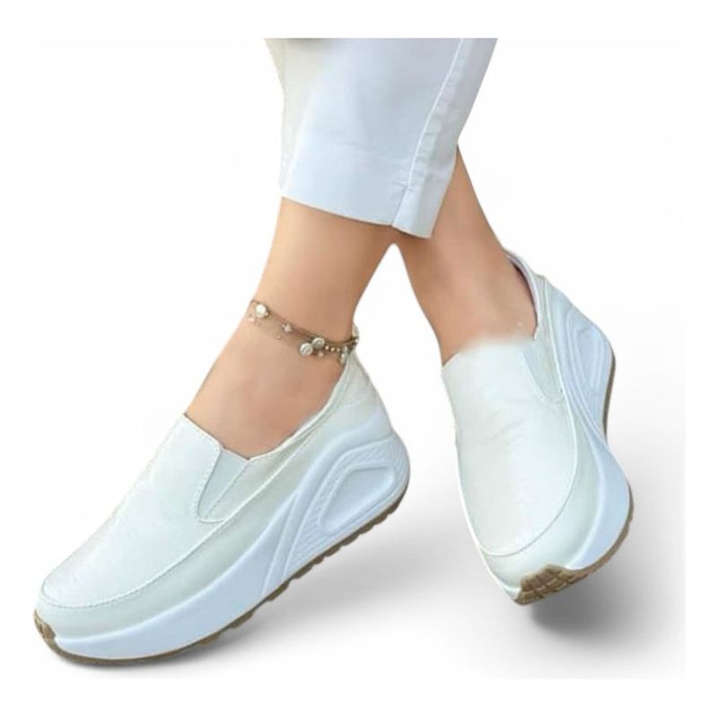 GENERICO - Mocasin Mujer Labrado 4 Cm 2086L-55 Color Blanco
