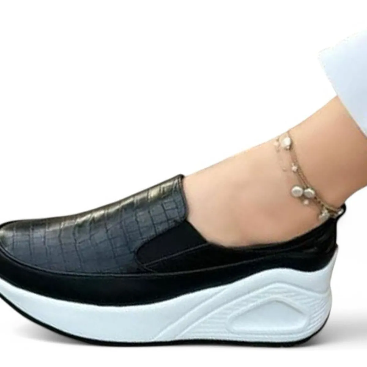 GENERICO - Mocasin Mujer Labrado 4 Cm 2086L-55 Color Negro