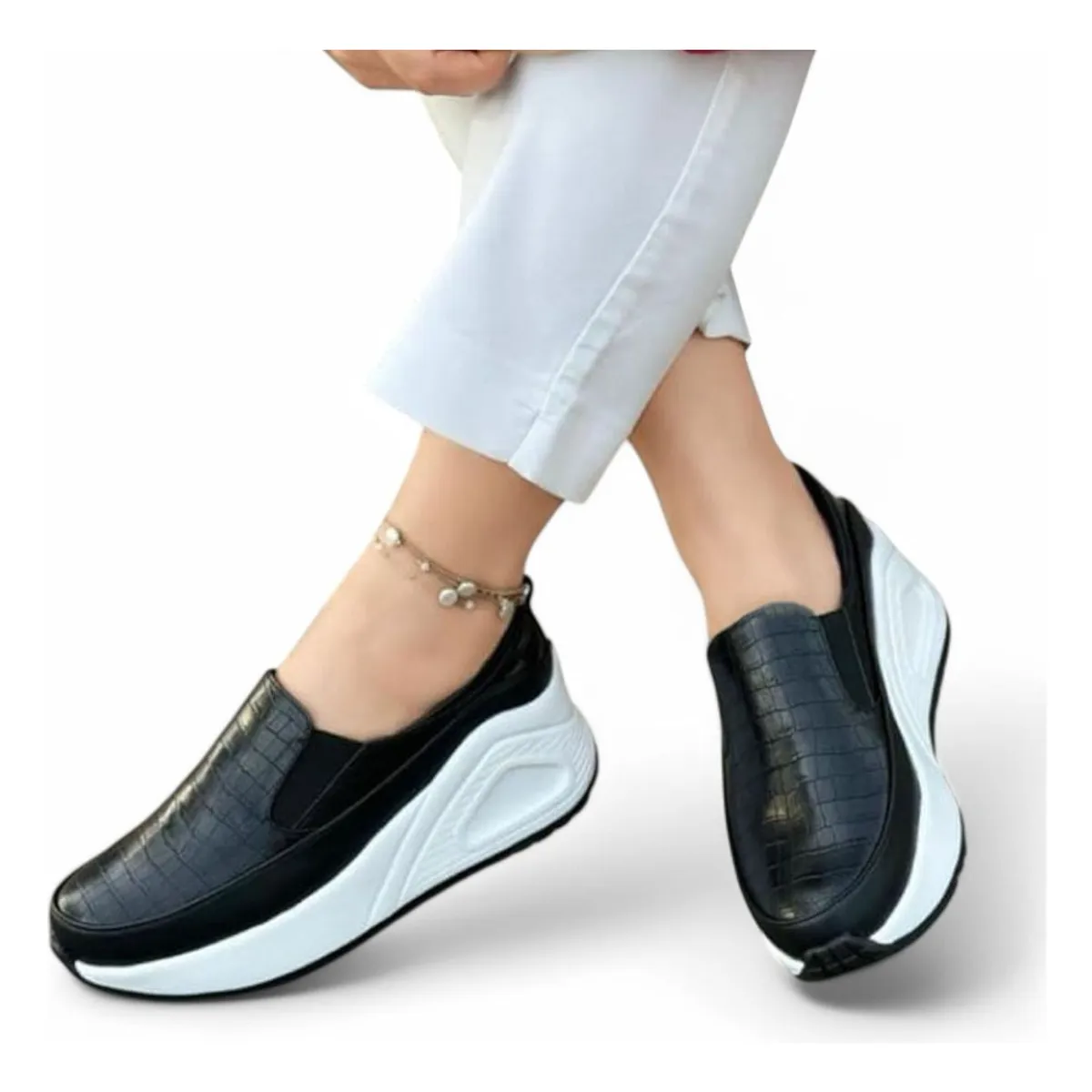 GENERICO - Mocasin Mujer Labrado 4 Cm 2086L-55 Color Negro