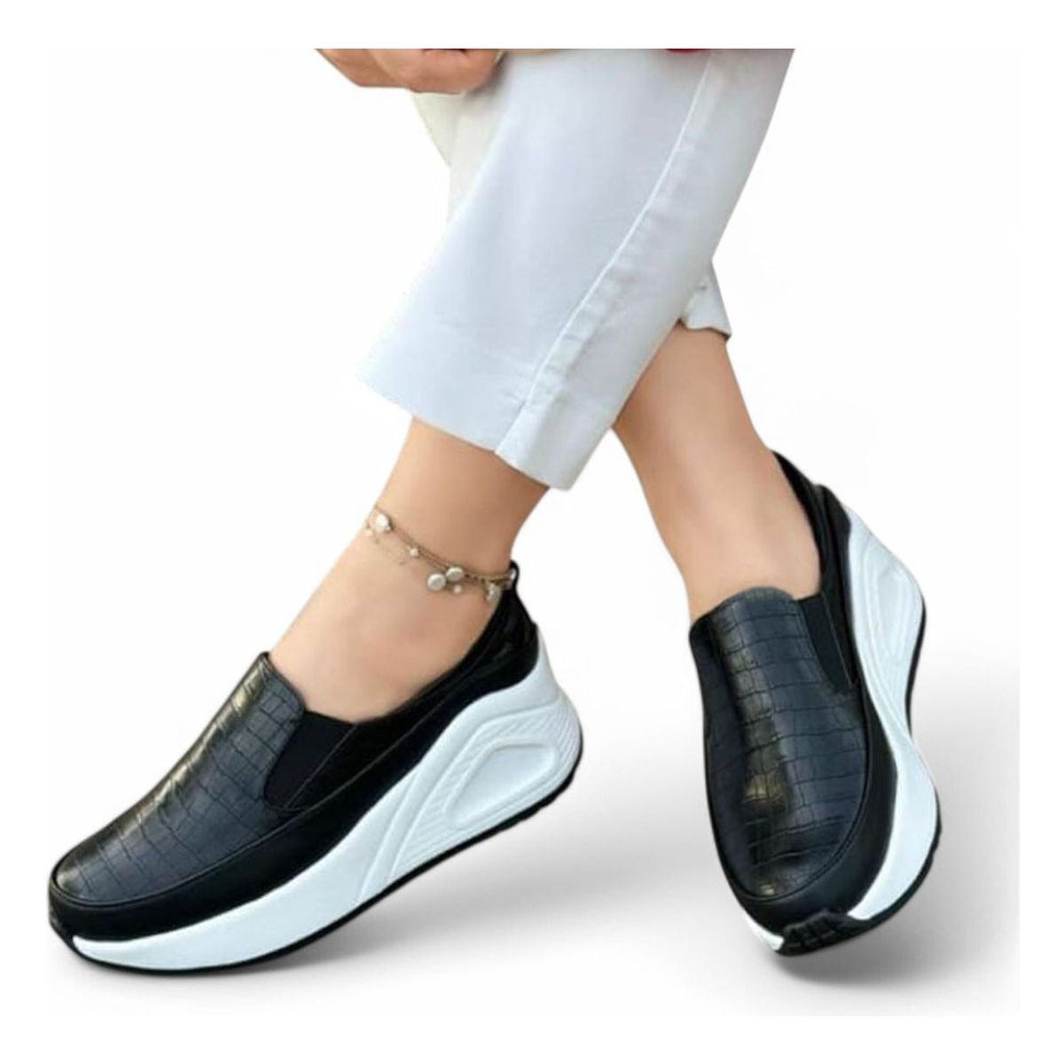 GENERICO - Mocasin Mujer Labrado 4 Cm 2086L-55 Color Negro