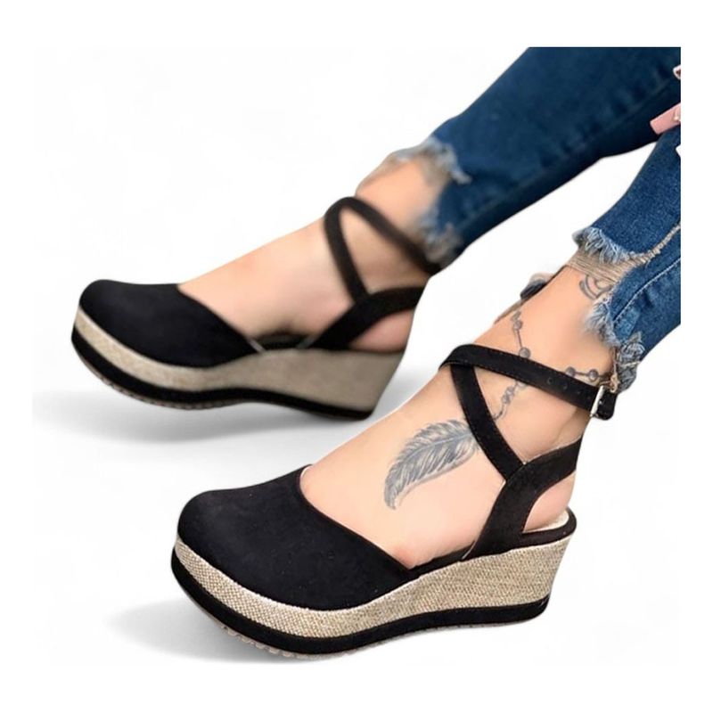 GENERICO - Sandalia Mujer Gamuza Taco 5 Cm 2086L-45 Color Negro