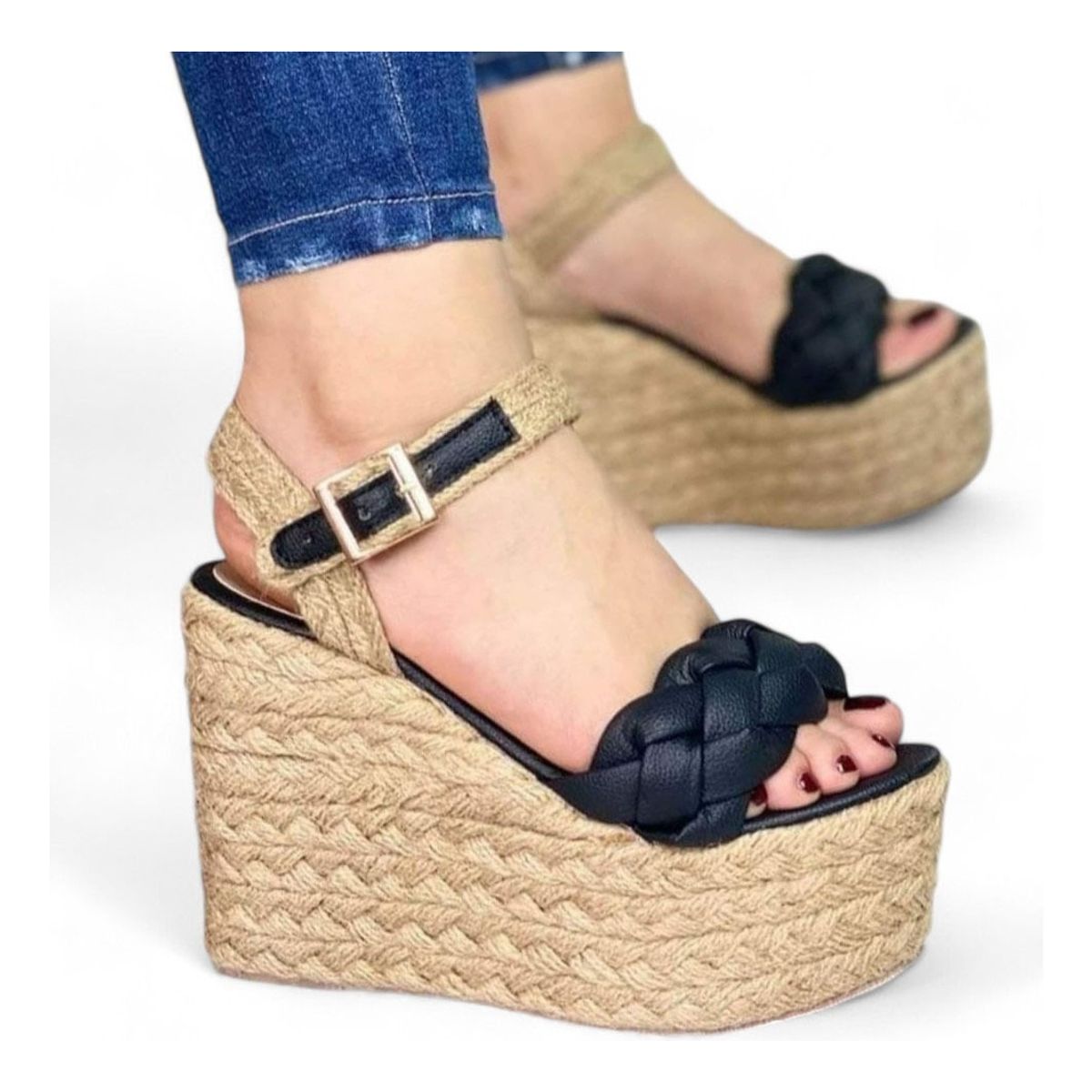 GENERICO - Sandalia Mujer Selva Taco 12 Plataforma 5 2086L-55 Color Negro