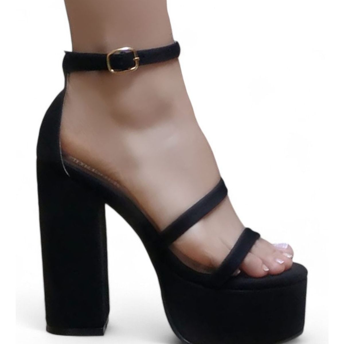 GENERICO - Sandalia Mujer Taco 12 Plataforma 4 2086L-75 Color Negro