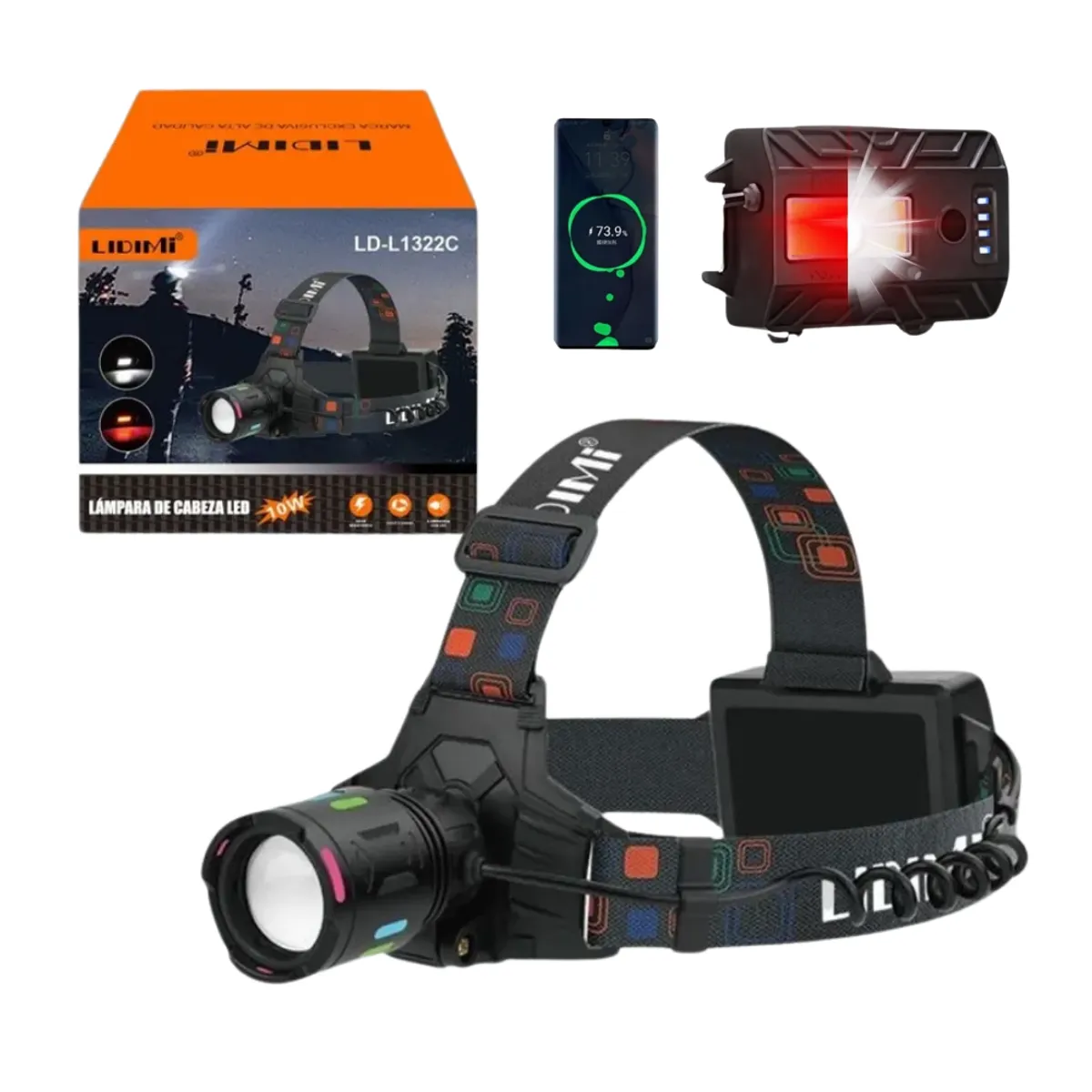 LDNIO - Linterna Led Frontal De Cabeza Recargable Lidimi LD-L1322C