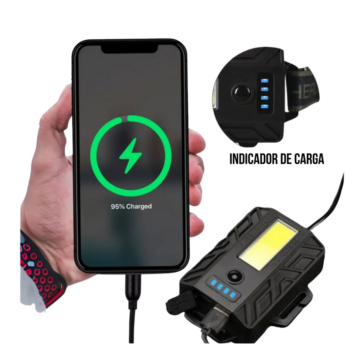 LDNIO - Linterna Led Frontal De Cabeza Recargable Lidimi LD-L1322C