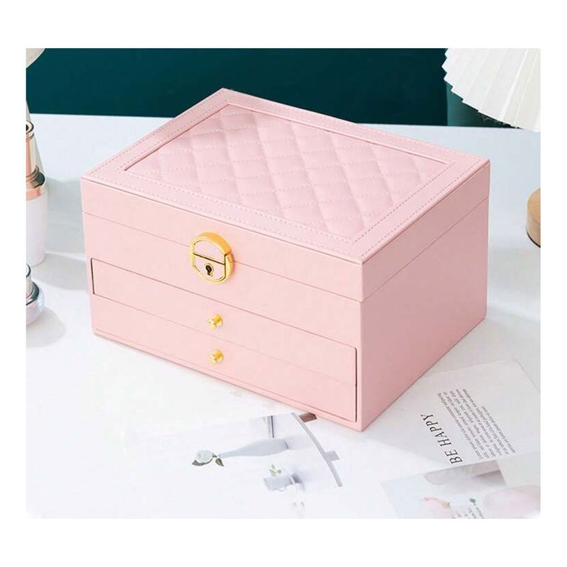 GRETAIL - Joyero Organizador De Joyas Relojes Cofre Con Llave 3 Niveles