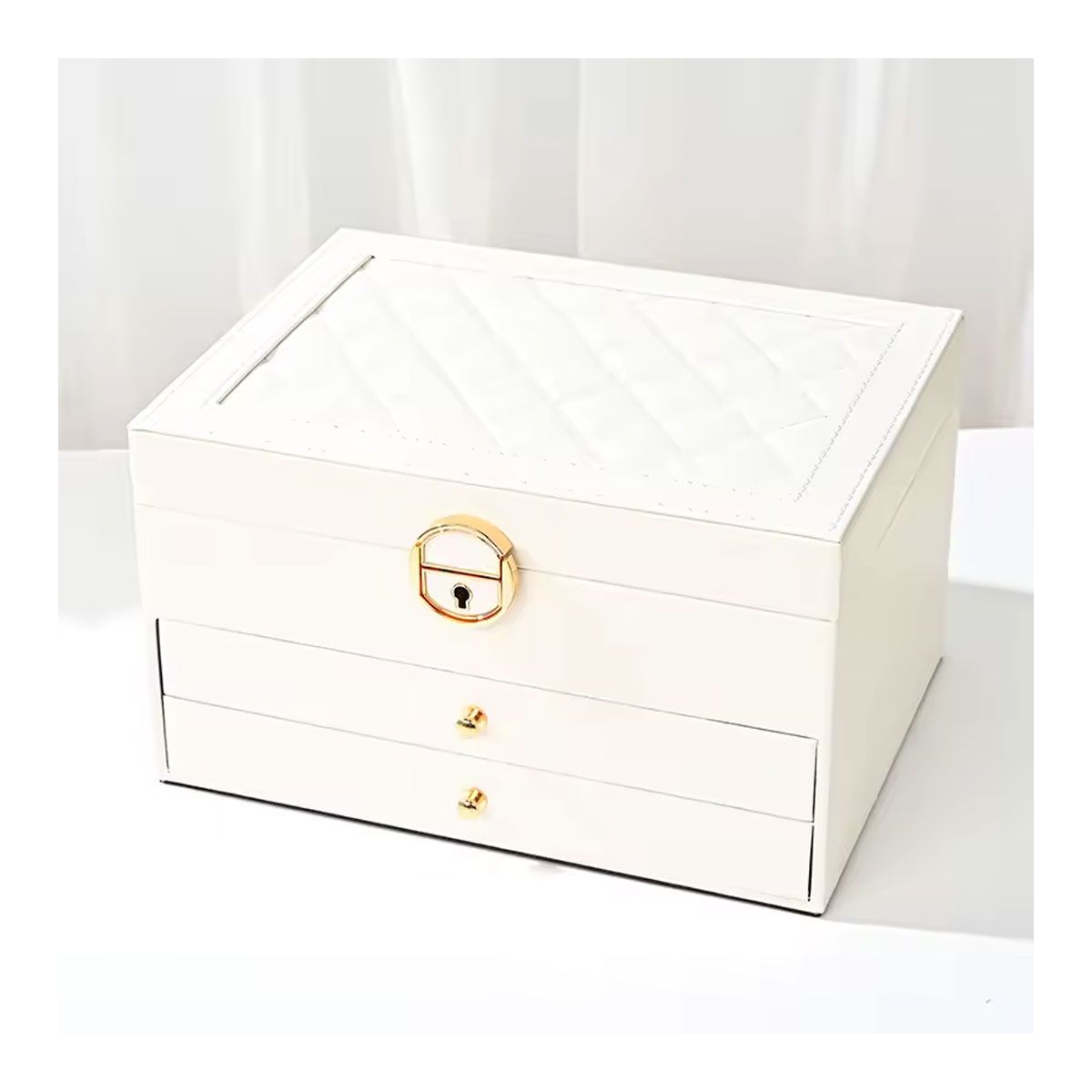 GRETAIL - Joyero Organizador De Joyas Relojes Cofre Con Llave 3 Niveles