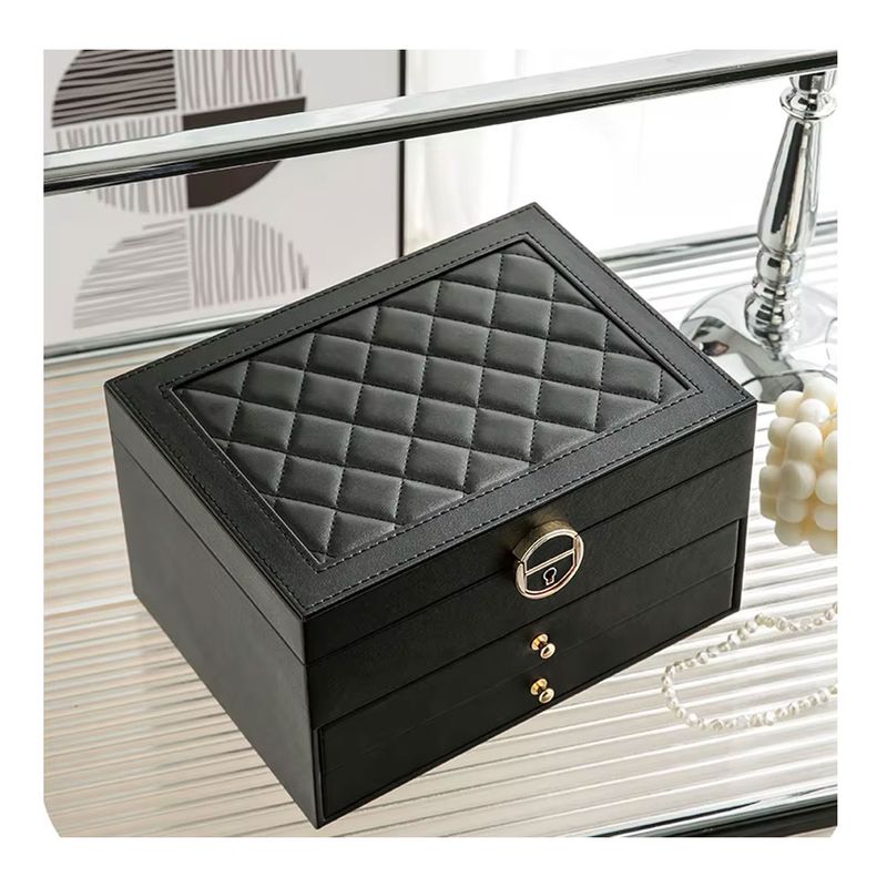 GRETAIL - Joyero Organizador De Joyas Relojes Cofre Con Llave 3 Niveles