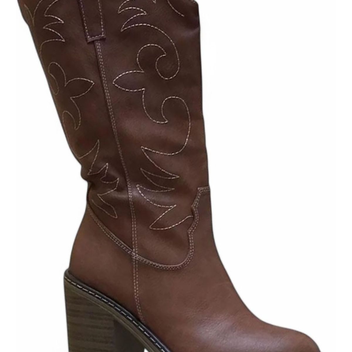 GENERICO - Bota Mujer Larga Texana Clasica Taco 7 Cm 2086L-80 Color Marron
