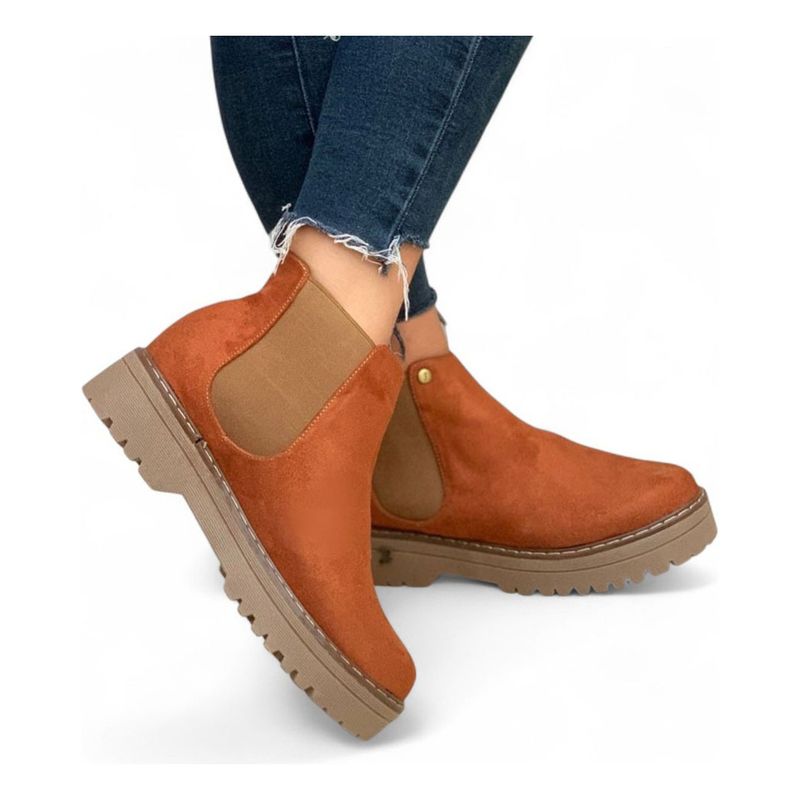 GENERICO - Botin Mujer Plataforma 3 Gamuza 2086L-58 Color Camel