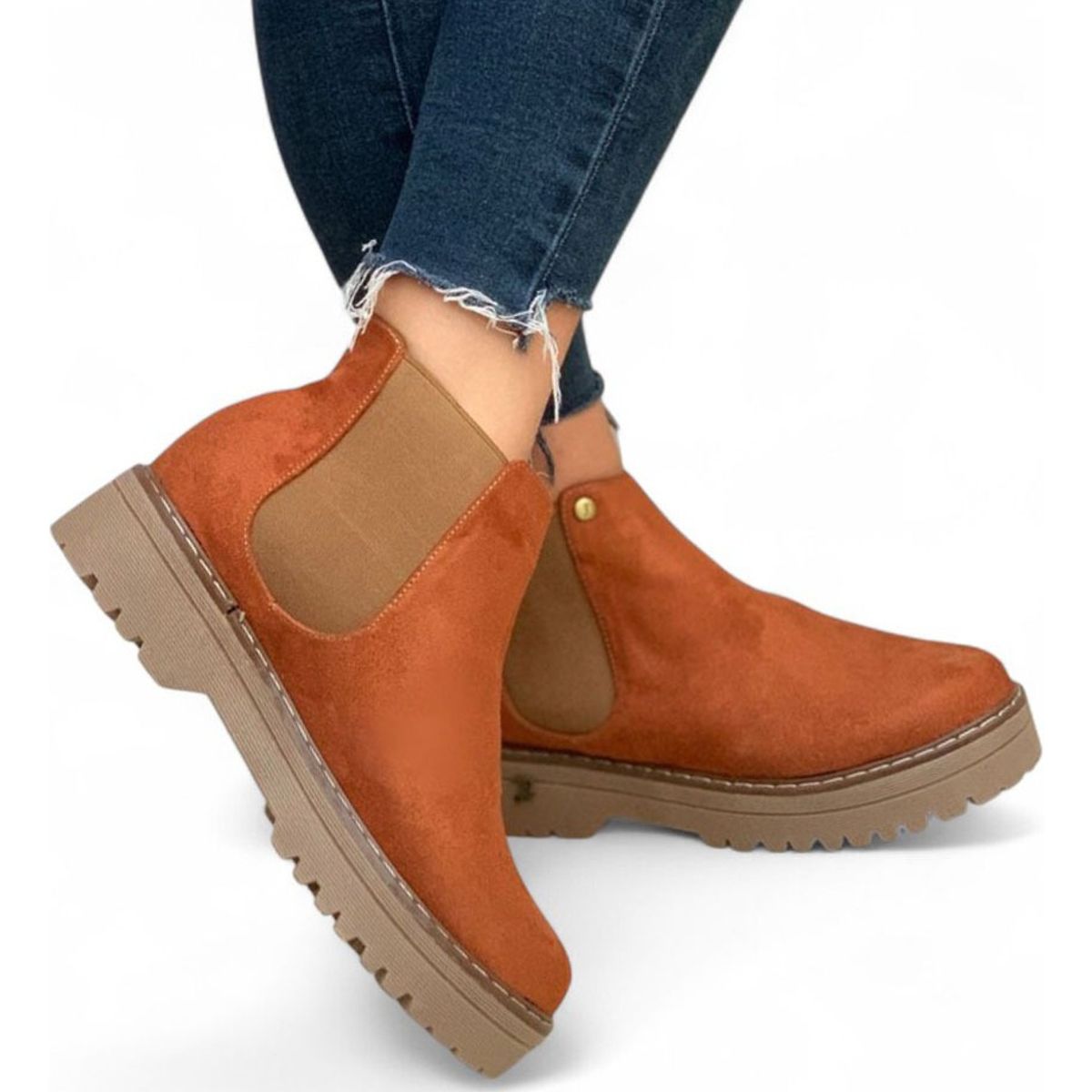 GENERICO - Botin Mujer Plataforma 3 Gamuza 2086L-58 Color Camel