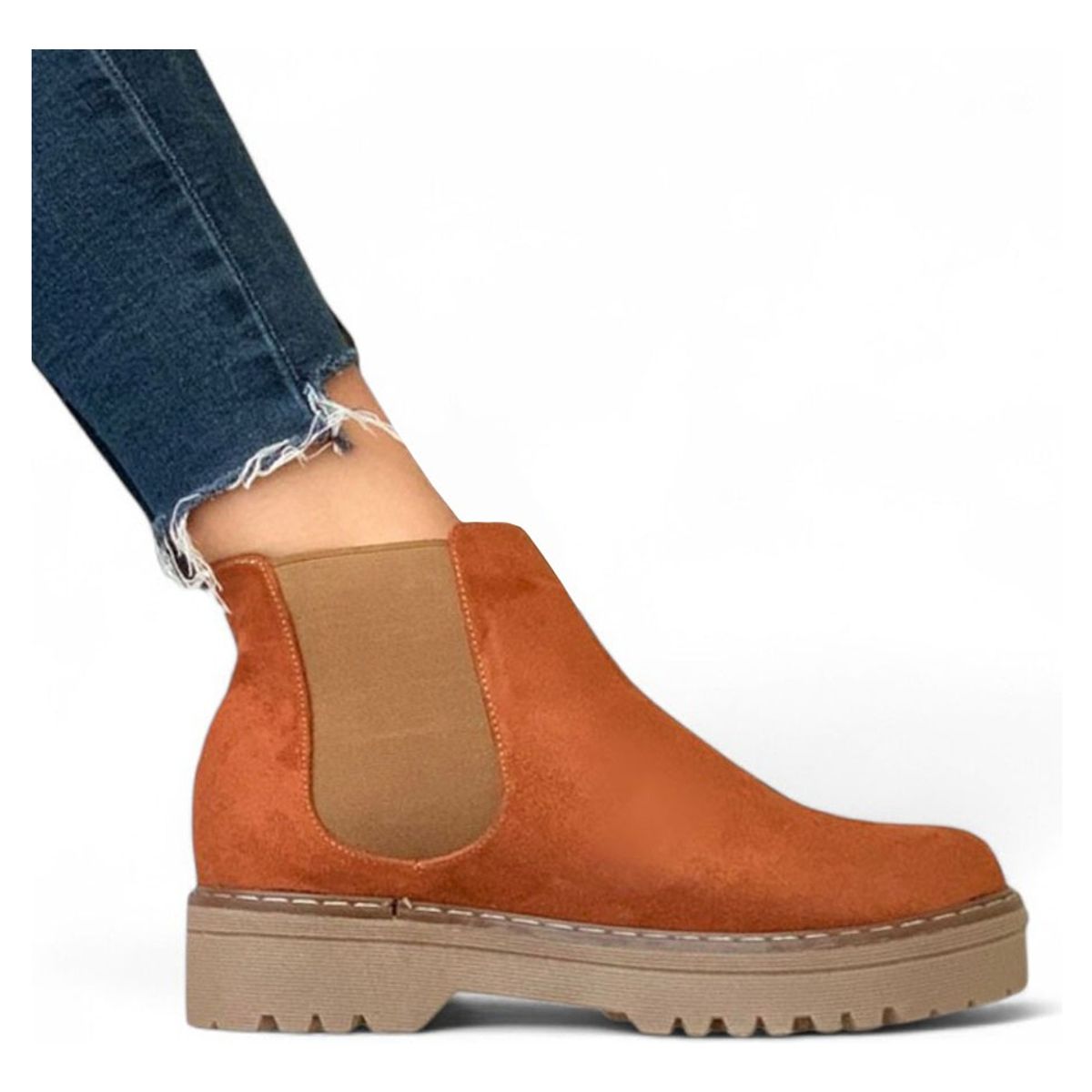 GENERICO - Botin Mujer Plataforma 3 Gamuza 2086L-58 Color Camel