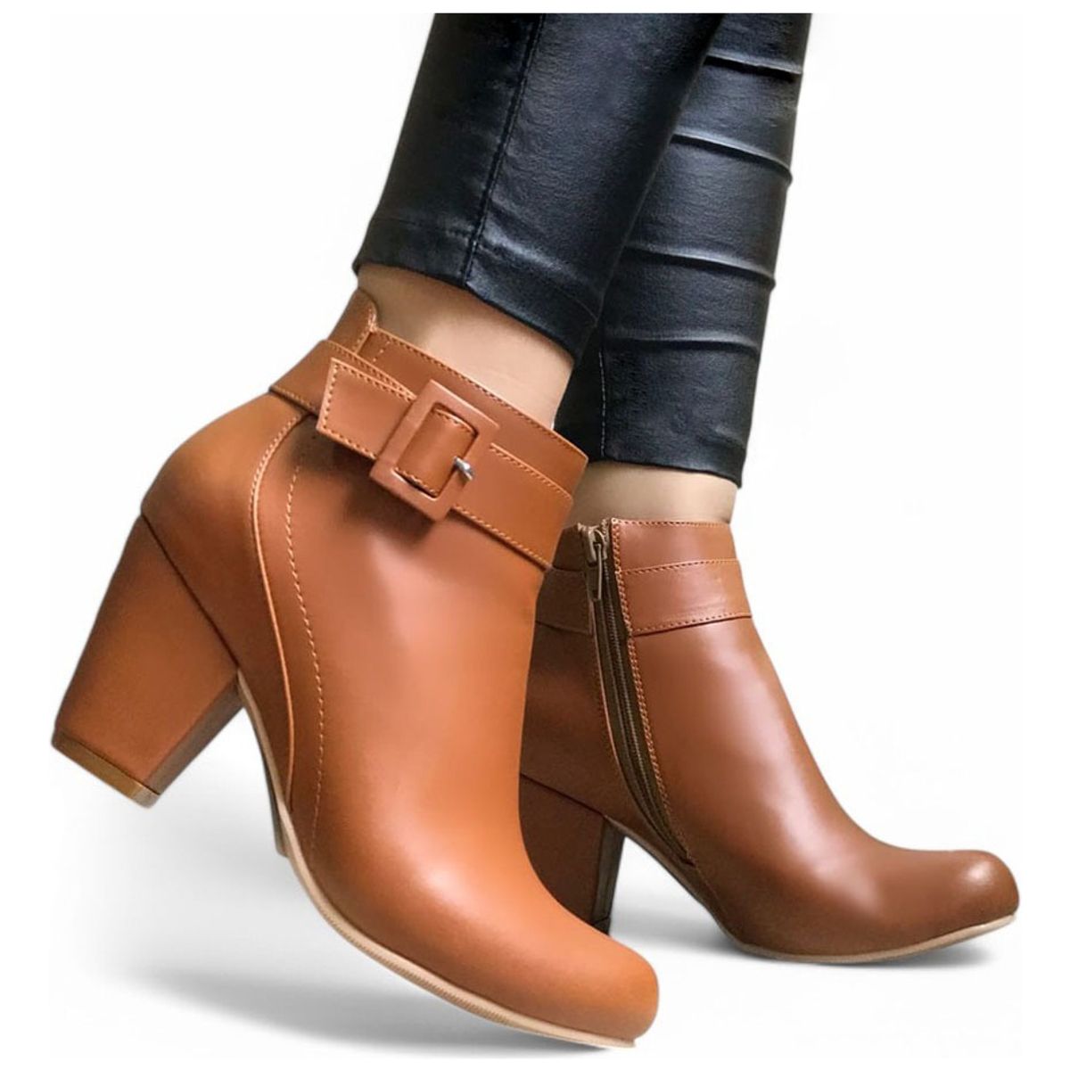 GENERICO - Botin Mujer Taco 7 Cisne 2086L-60 Color Camel