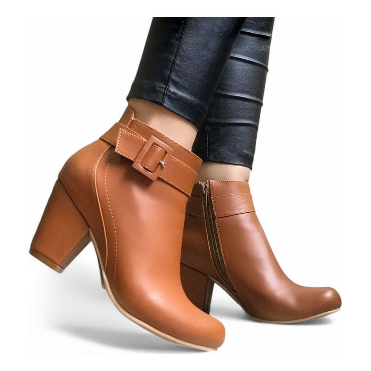 GENERICO - Botin Mujer Taco 7 Cisne 2086L-60 Color Camel