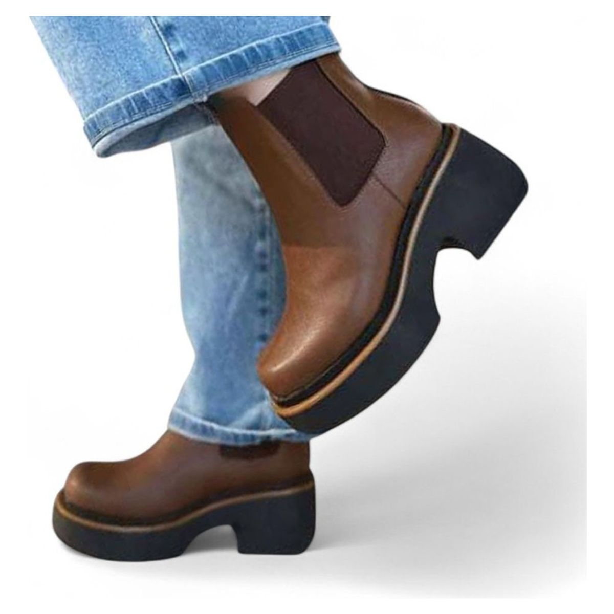 GENERICO - Botin Mujer Taco 7 Elastico 2086L-60 Color Marron