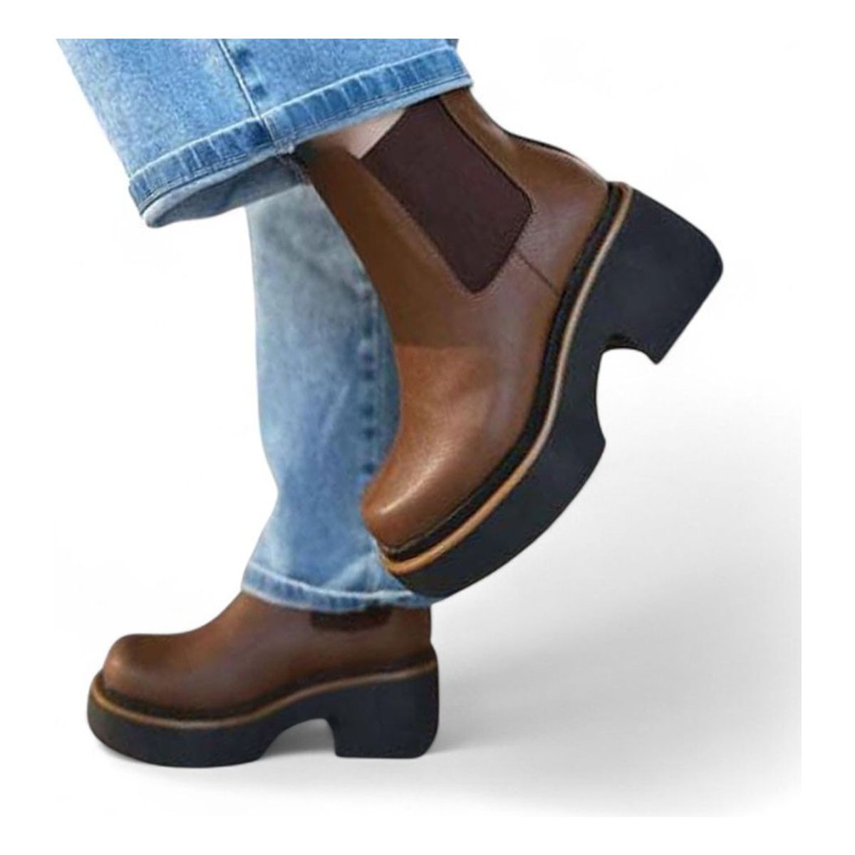 GENERICO - Botin Mujer Taco 7 Elastico 2086L-60 Color Marron