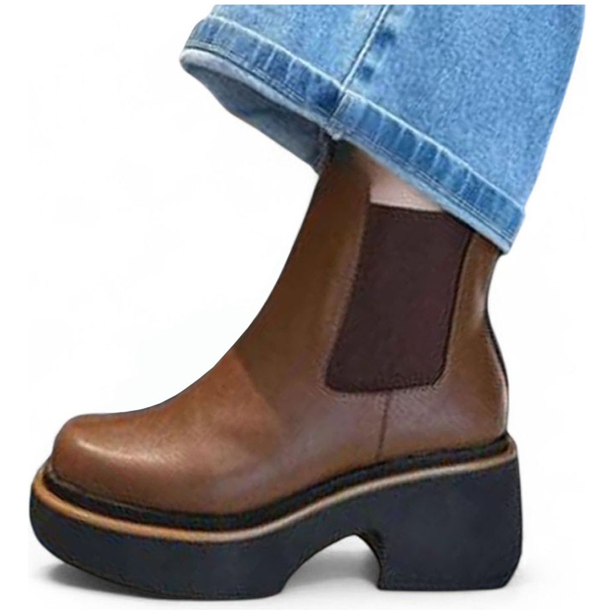 GENERICO - Botin Mujer Taco 7 Elastico 2086L-60 Color Marron