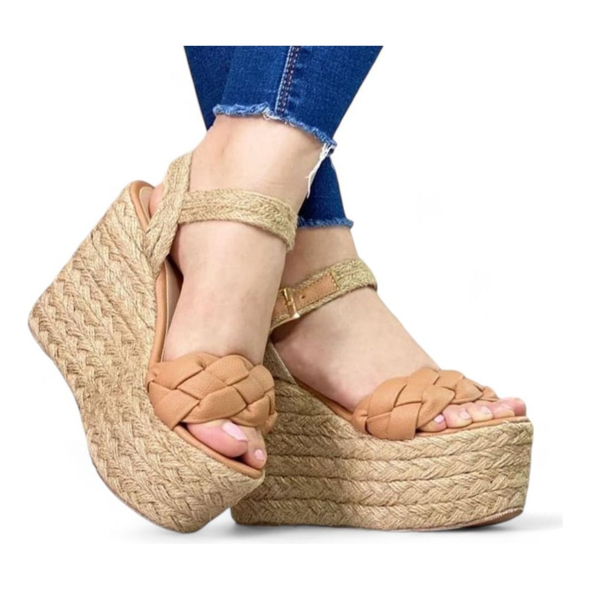 GENERICO - Sandalia Mujer Selva Taco 12 Plataforma 5 2086L-55 Color Camel