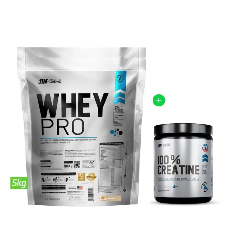 UNIVERSE NUTRITION - PROTEÍNA WHEY PRO 5 KG VAINILLA + CREATINA UNIVERSE NUTRITION