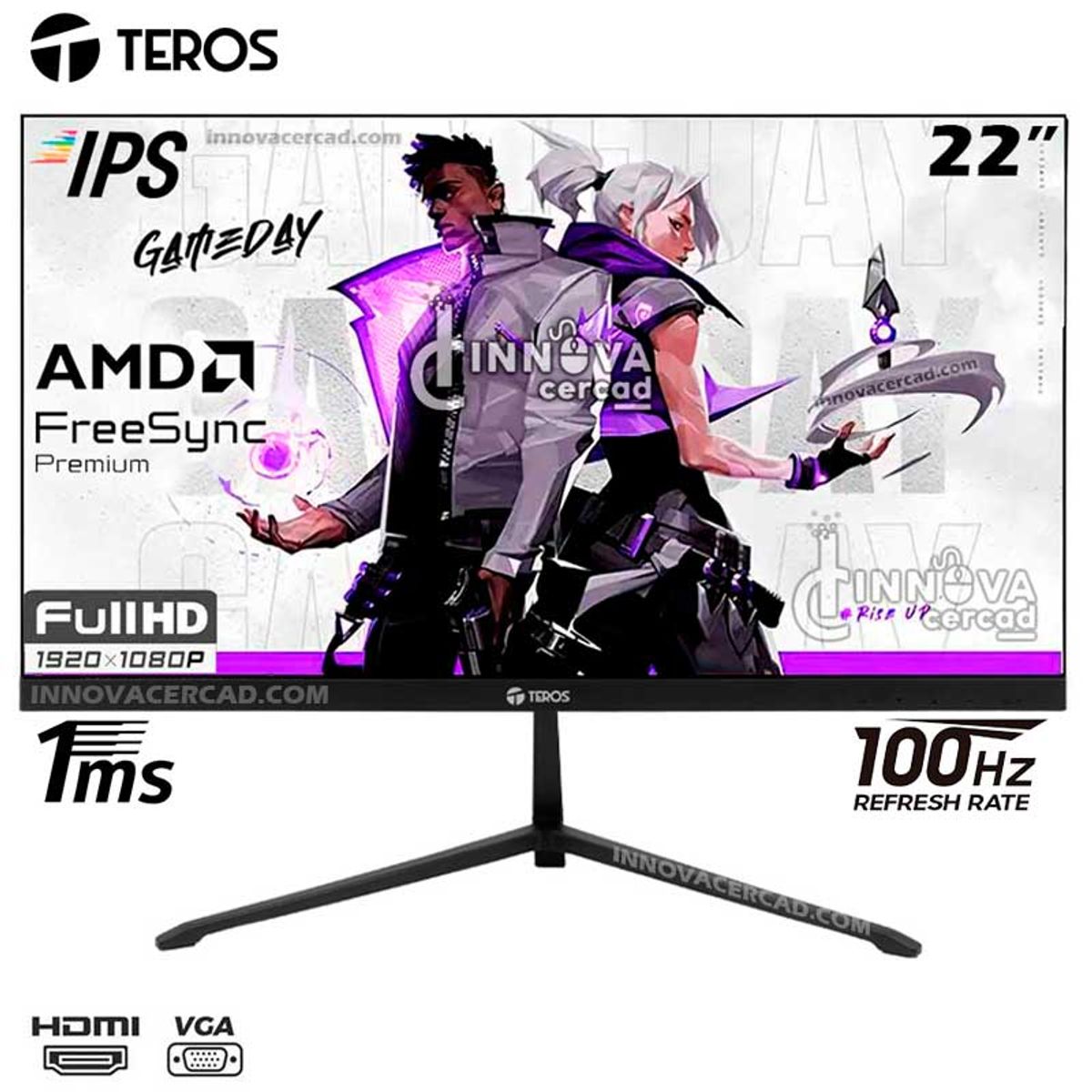 TEROS - Monitor Teros TE-2128S 215 IPS 100Hz 1MS 1920x1080 FHD FREESYNC