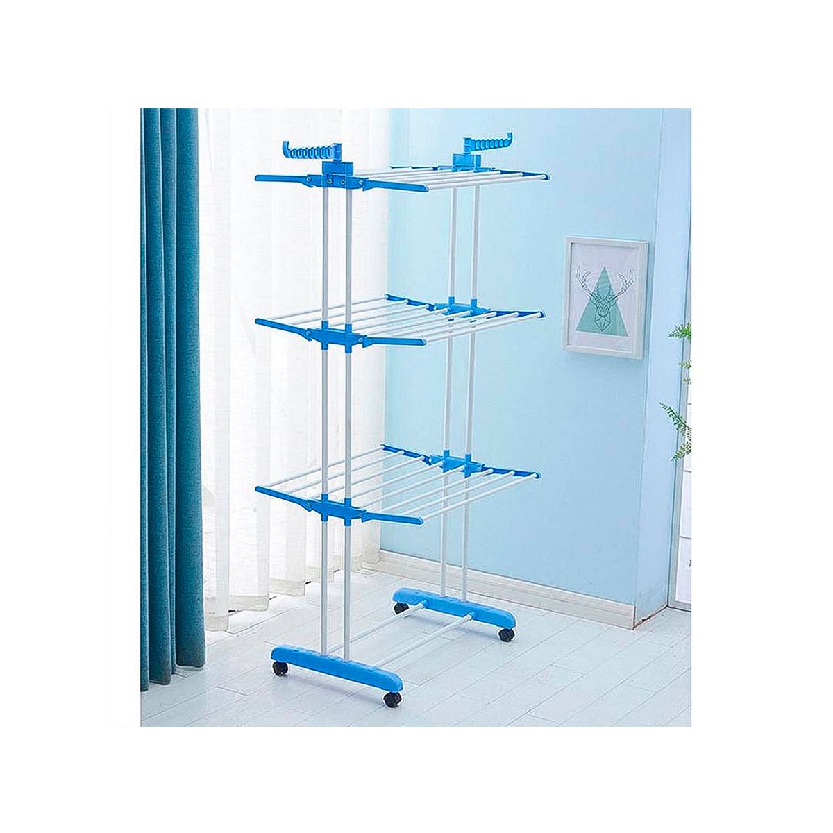 GRETAIL - Tendero tendal ropa 3 niveles con colgadores