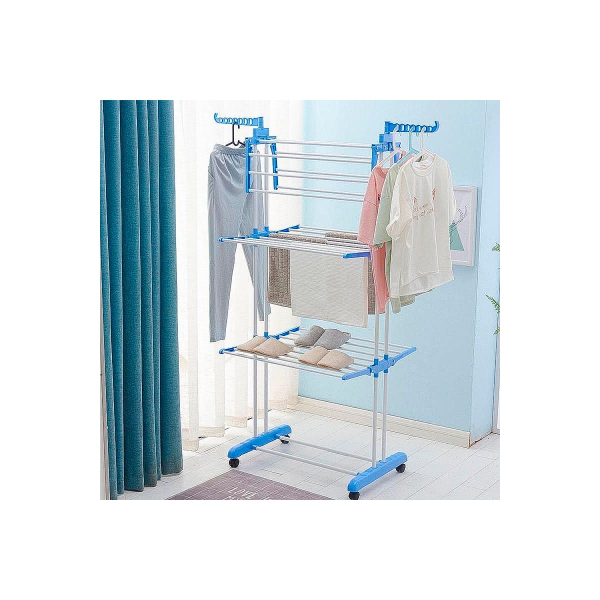 GRETAIL - Tendero tendal ropa 3 niveles con colgadores