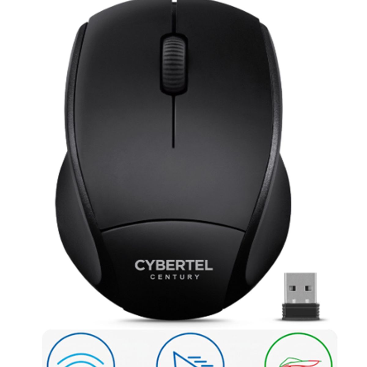 CYBERTEL - Mouse Optico Inalambrico CENTURY BLACK CYB M304 WIFI Negro CYBERTEL