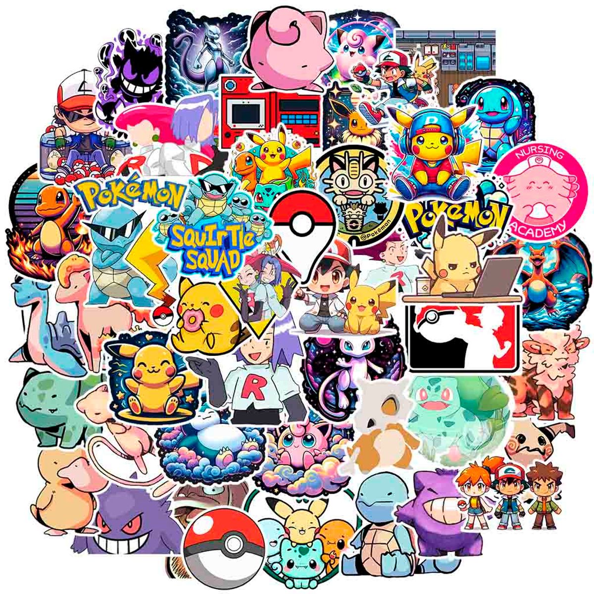 GENERICO - Pack de 50 Stickers que todo entrenador pokemn debe tener