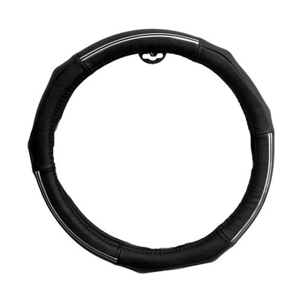 GENERICO - Cubre Volante De Cuero Genuino Negro Filo Cromado