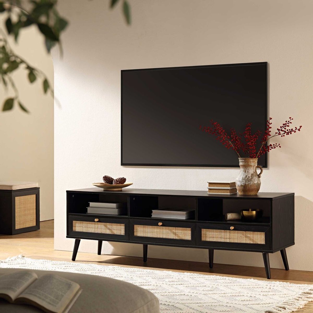 R&R MUEBLES - Mueble de TV Vintage 65 Izutsumi  Negro R&R MUEBLES