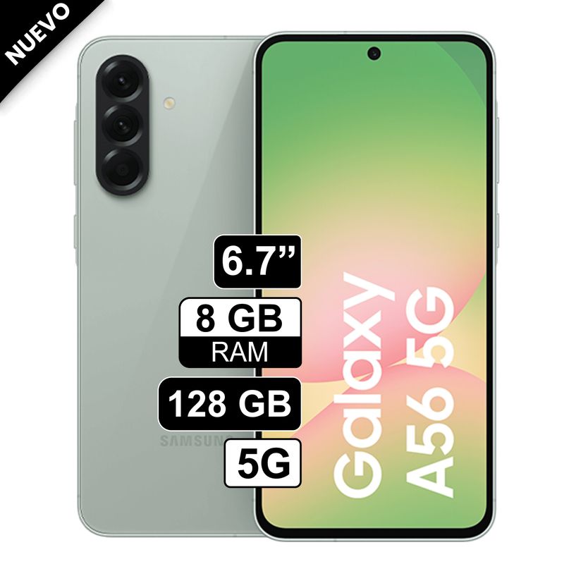 SAMSUNG - Celular Samsung Galaxy A56 5G 128GB 8GB RAM cámara principal 50MP frontal 12MP 67 Verde