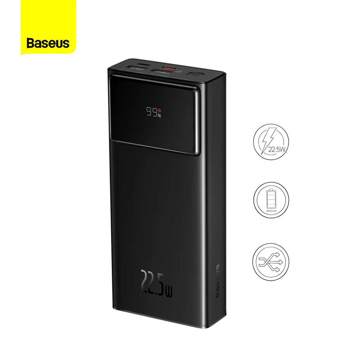 BASEUS - Power Bank Pantalla Digital Star-Lord 30000Mah 225W Negro