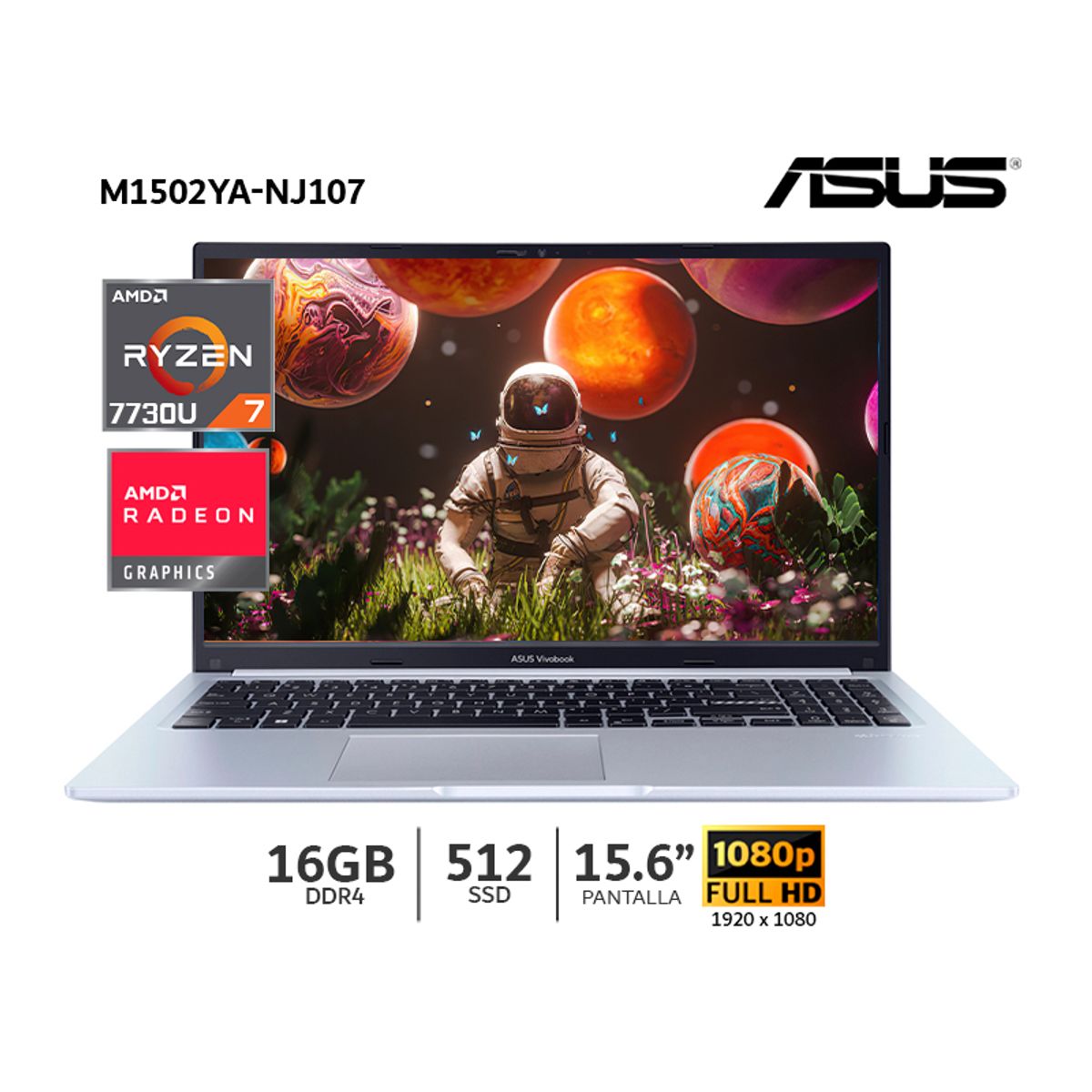 ASUS - Laptop Asus M1502YA-NJ107 AMD Ryzen 7 7730U - 16Gb Ram DDR4/ 512Gb SSD/ 15.6” FHD LED Backlit