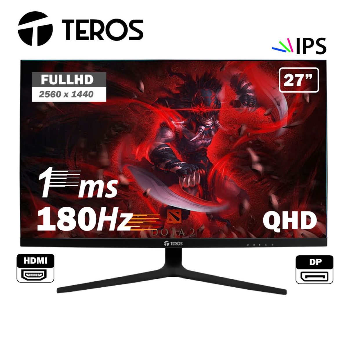 TEROS - Monitor plano gaming TEROS TE-2769G, 27" QHD IPS flat, 180 Hz, 1ms, HDMI, DP, Audio