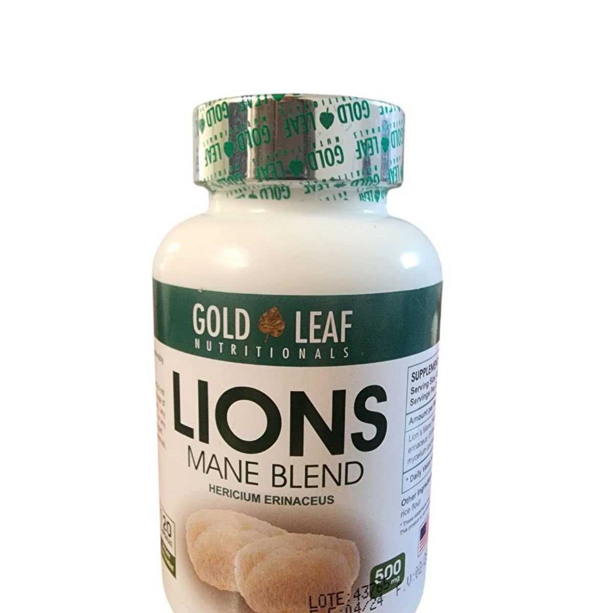 GOLD PREMIUM - Melena de León 500mg Gold Leaf – 120 cápsulas vegetales