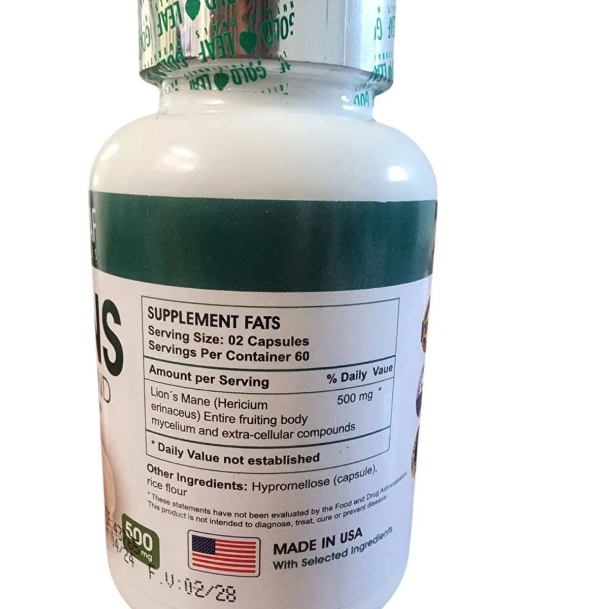 GOLD PREMIUM - Melena de León 500mg Gold Leaf – 120 cápsulas vegetales