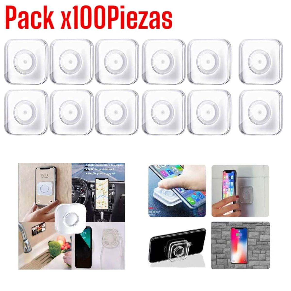 OEM - Pack x 100piezas Nano Gel Pad Adhesivo Doble Soporte Antideslizante