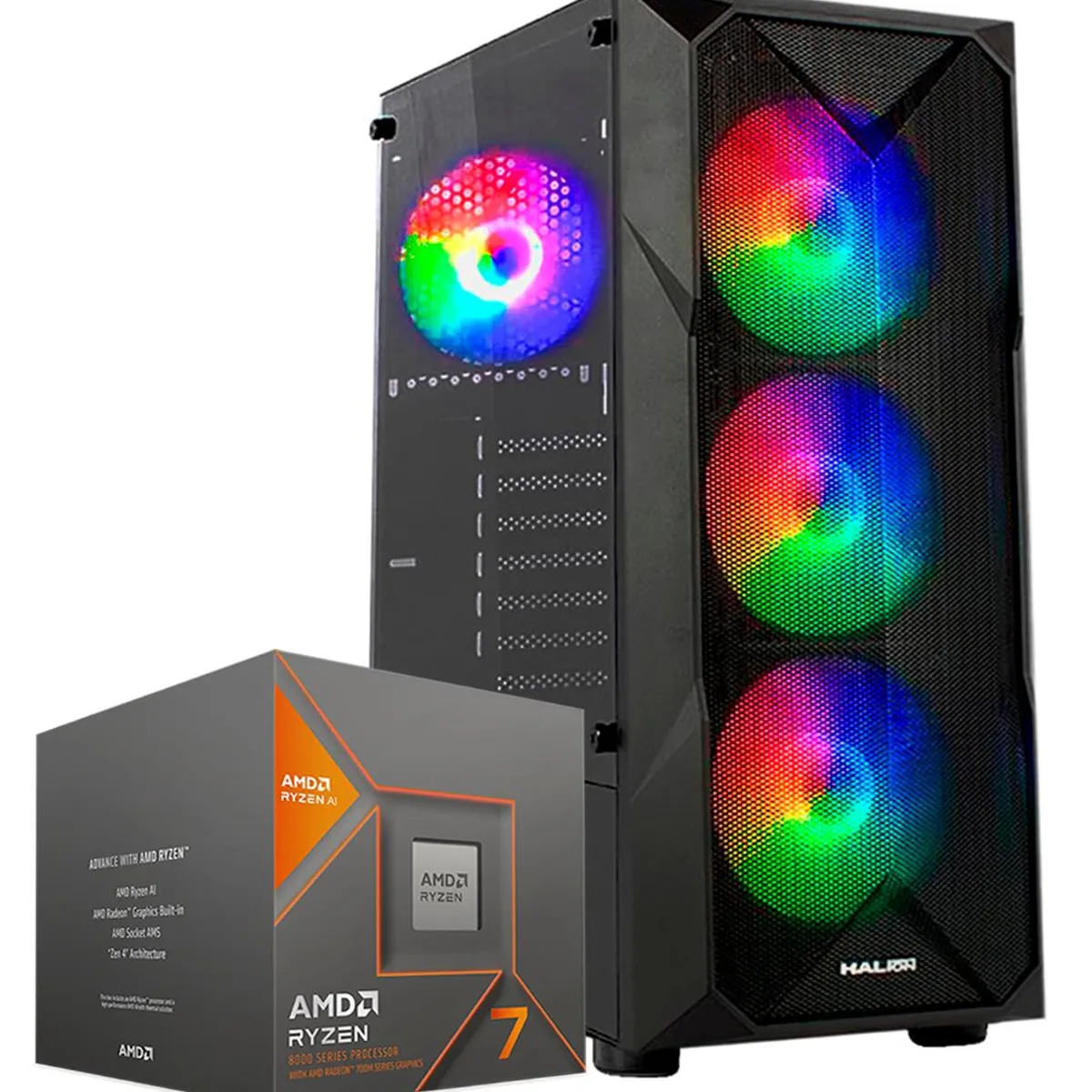 AMD - Computadora PC GAMER RYZEN 7 8700G RAM 32GB SSD 1TB MONITOR 27" FULL HD