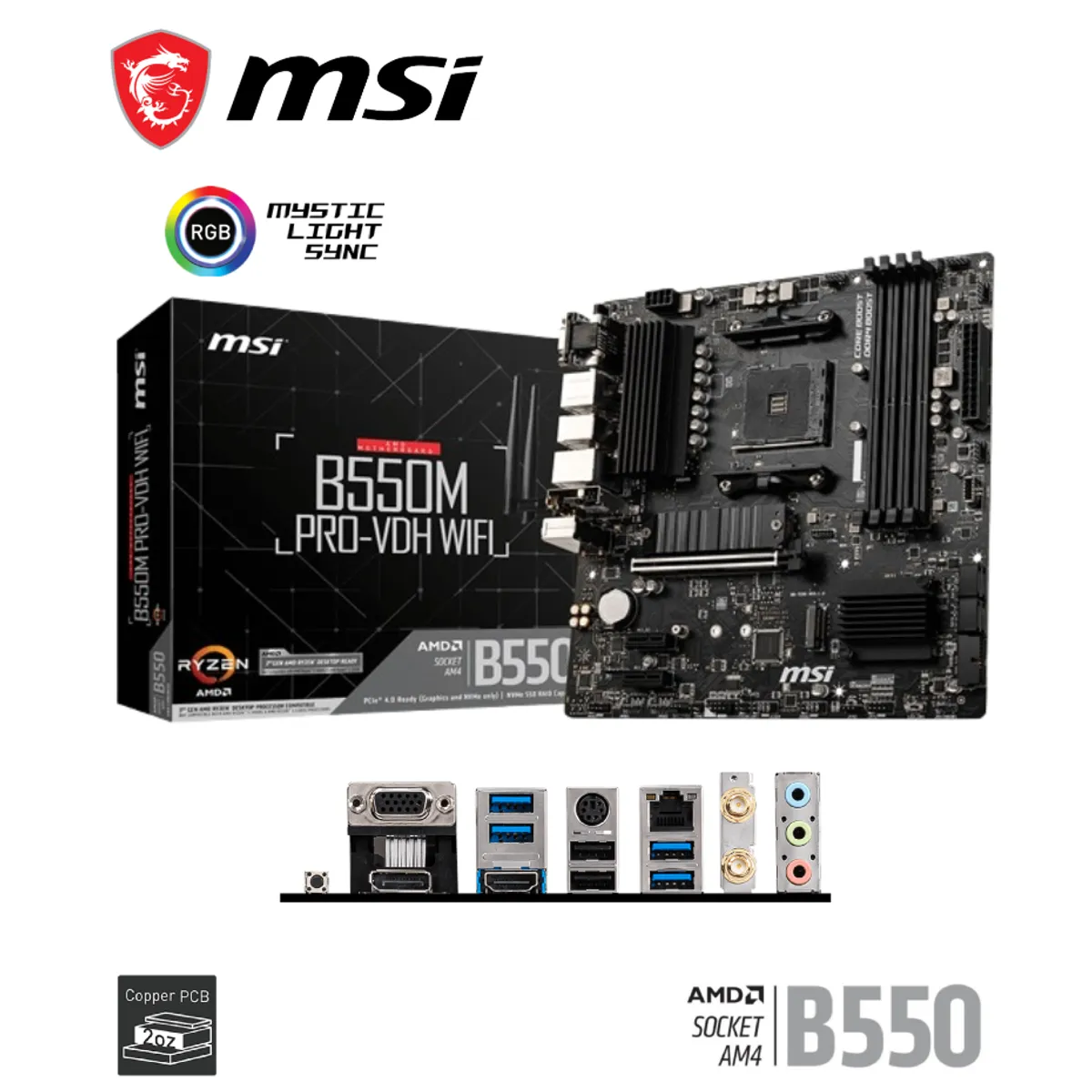 MSI - Motherboard MSI B550M PRO-VDH WIFI BLUETOOH AMD B550 AM4 Socket