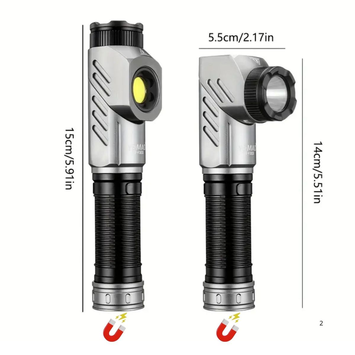 LIDIMI - Linterna de Mano Imantada con Cabezal Giratorio 90° y Clip  LED Potente