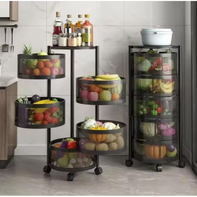 GENERICO - Cesta Carrito de Cocina Giratorio Organizador de 5 Niveles con Ruedas