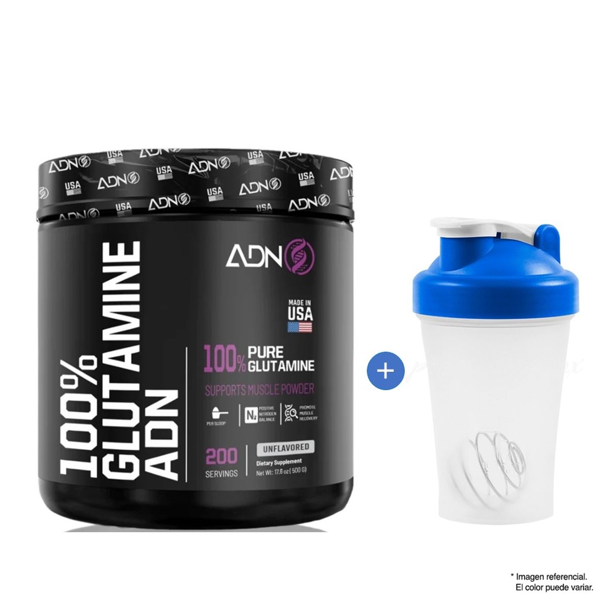 ADN - ADN Nutrition Glutamina 100% 500 gr + Shaker