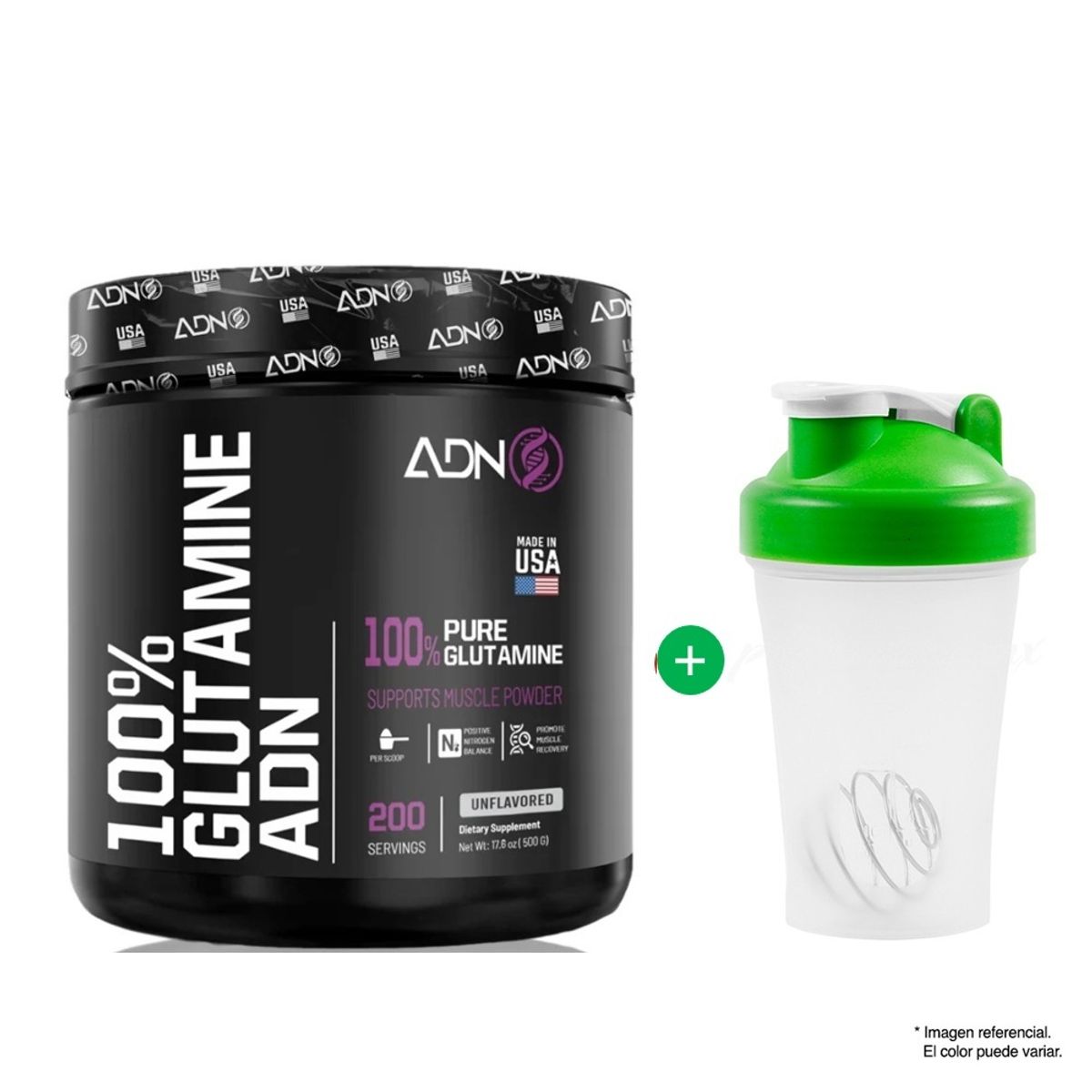 ADN - Glutamina L-Glutamine 100% ADN Nutrition 500 Gramos