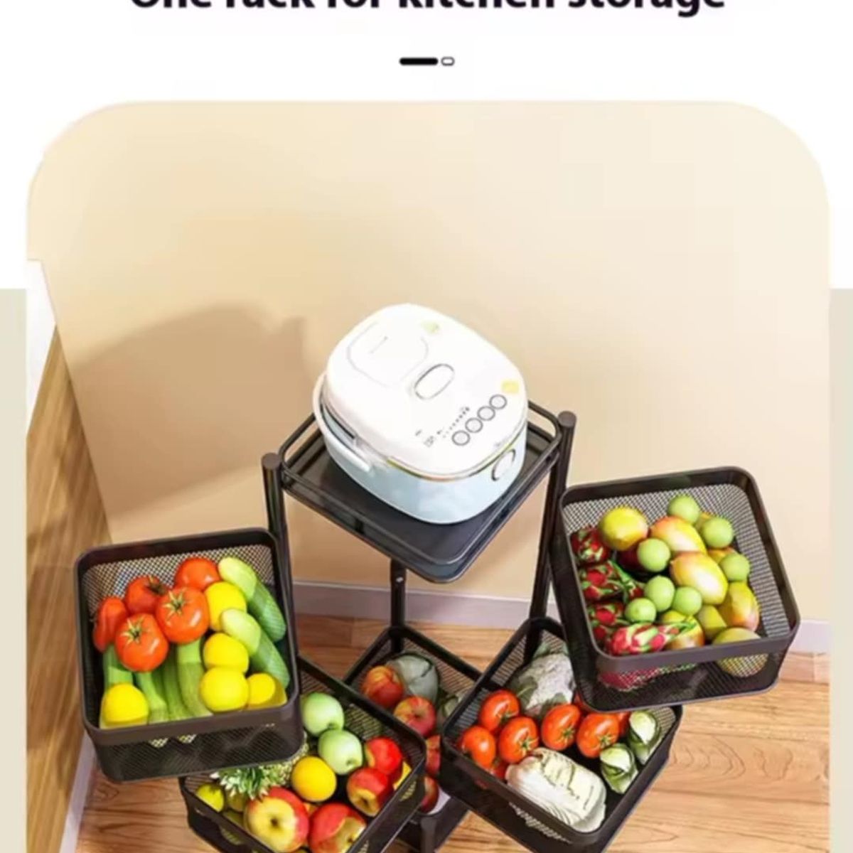 GENERICO - Cesta Carrito de Cocina Giratorio Organizador de 5 Niveles con Ruedas