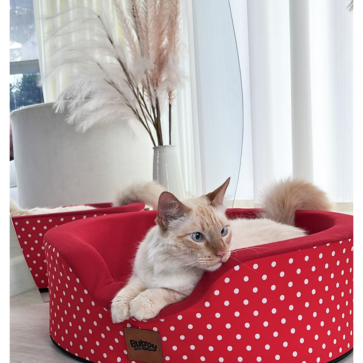 PRETTYPETS - CAMA PARA MASCOTA BUGGY RED VELVET  TALLA M