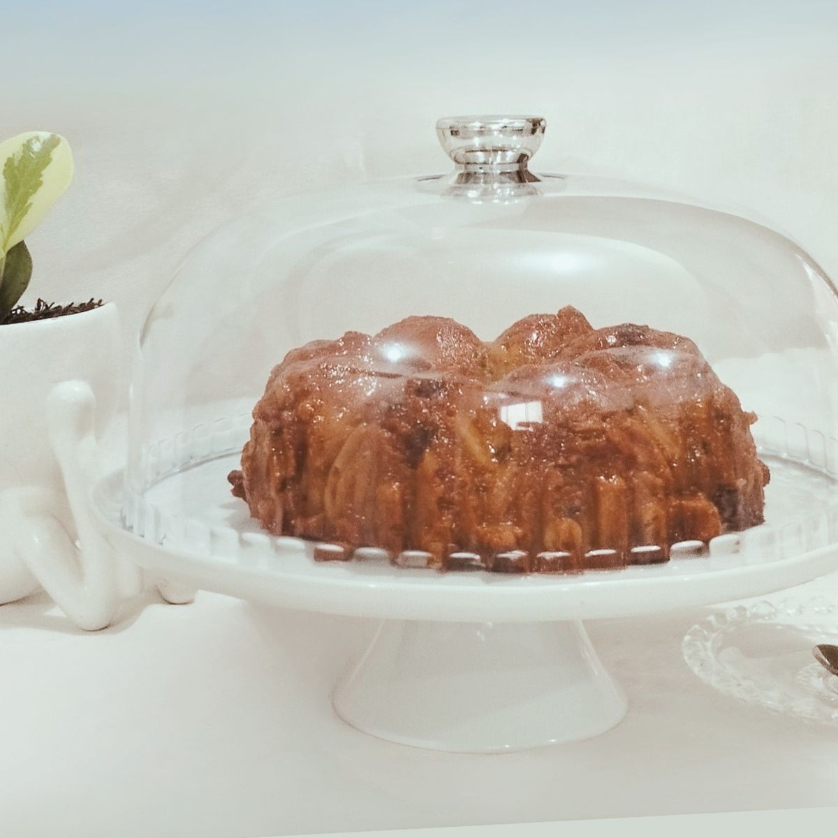 GENERICO - PORTA TORTA DE CERÁMICA 28 CM CON TAPA ACRÍLICO PEDESTAL PLATO TORTA