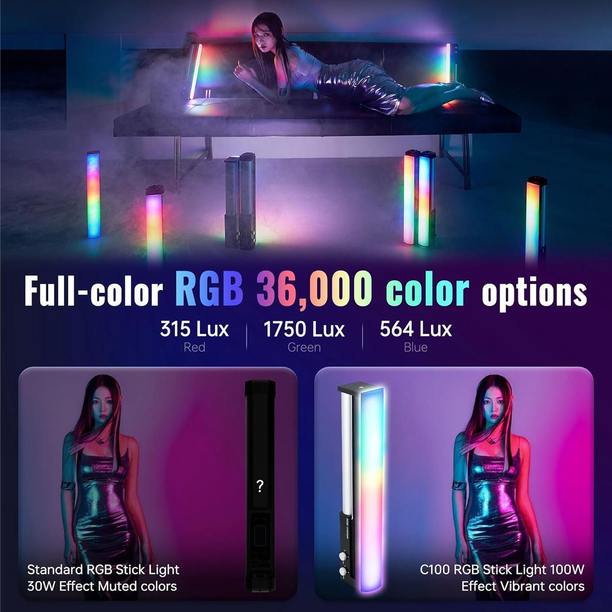 ZHIYUN - Tubo de Luz LED Zhiyun Cinepeer C100 RGB - Combo Kit