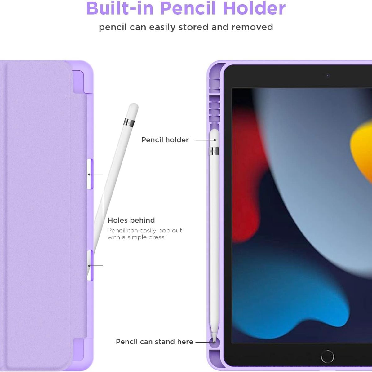 GENERICO - Funda Smart Case Portapencil Para iPad 7 / 8 / 9 Gen. 10.2" - LILA
