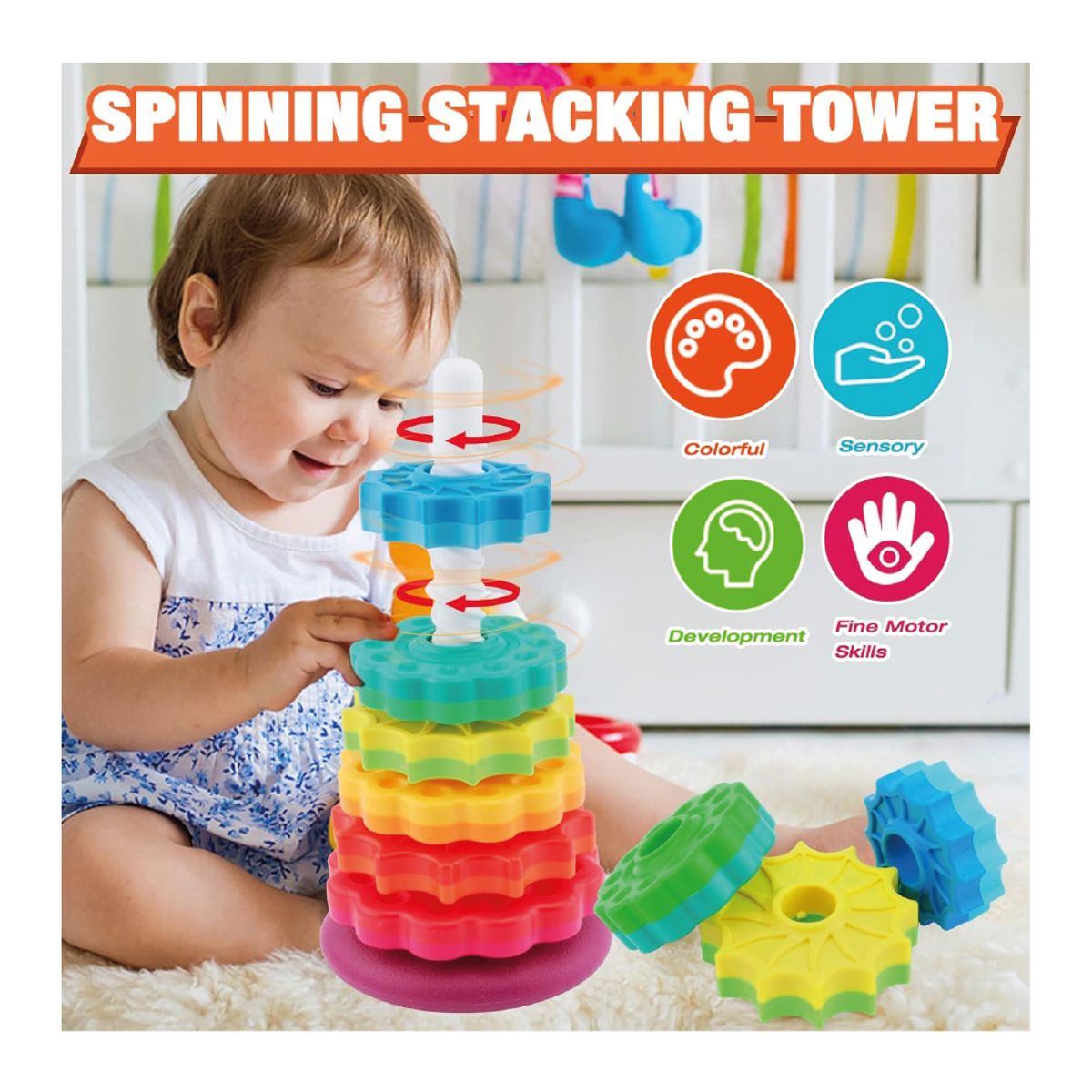 GENERICO - Tuercas Didácticas Apilables para Niños Pequeño